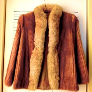 NEW Natural Mink Jacket Fox Collar Size (8)